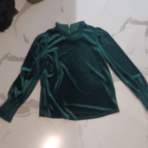 SHEIN Deep Green Satin Blouse